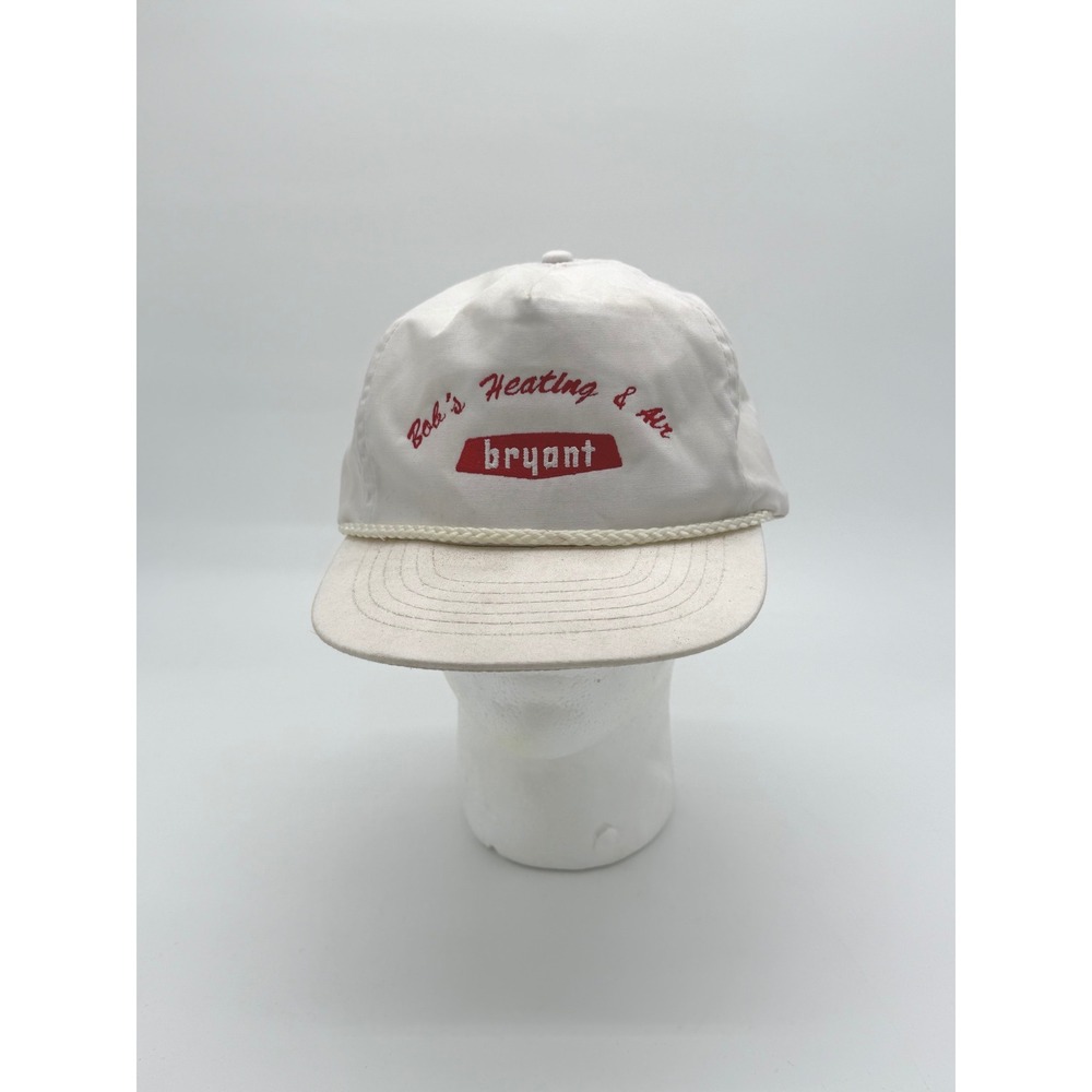 Vintage Bob's Heating & Air Bryant Strapback Hat White USA Workwear